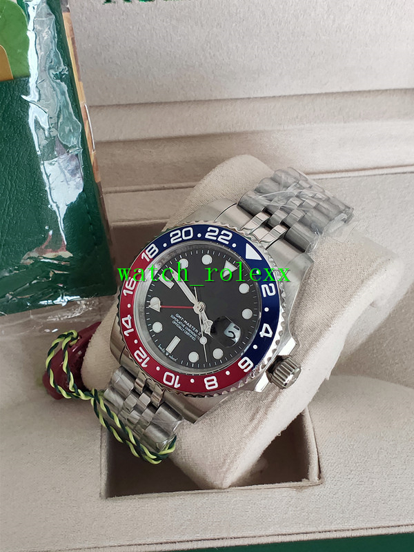 

Basel Mens sports watch World Topselling 40mm GMT 126710 126710BLRO Pepsi Red Blue Jubilee Bracelet Asia 2813 Movement Automatic, Black