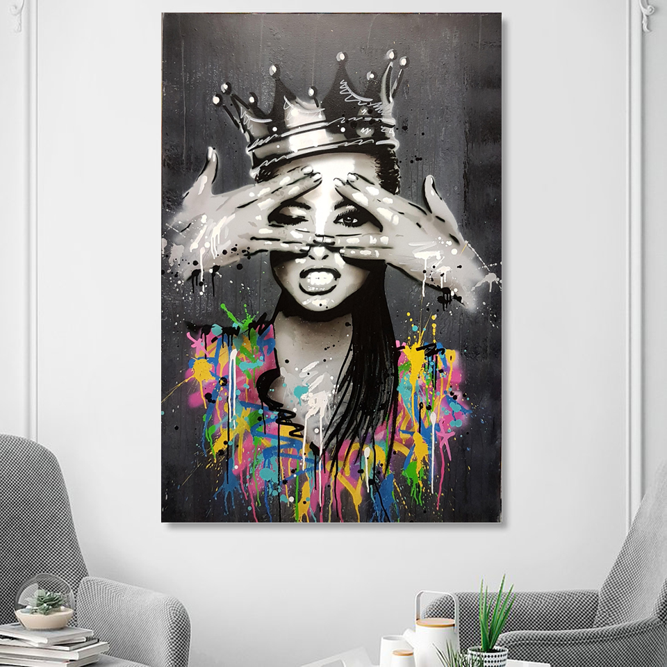 

Portrait Picture Canvas Painting Figure Wall Art Graffiti Home Decor Abstract Women Pictures Bansky art Posters and Prints