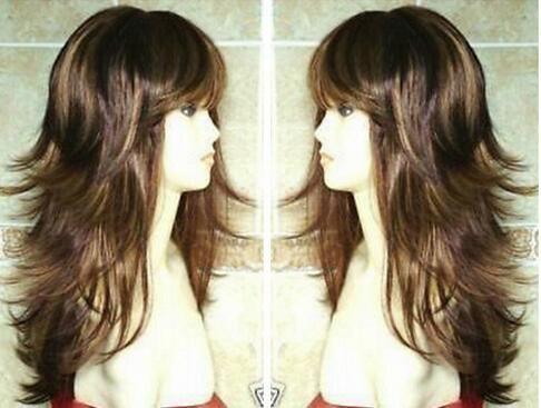 

Envío Gratis nueva moda largo Brown peluca hermosa Peluca de pelo