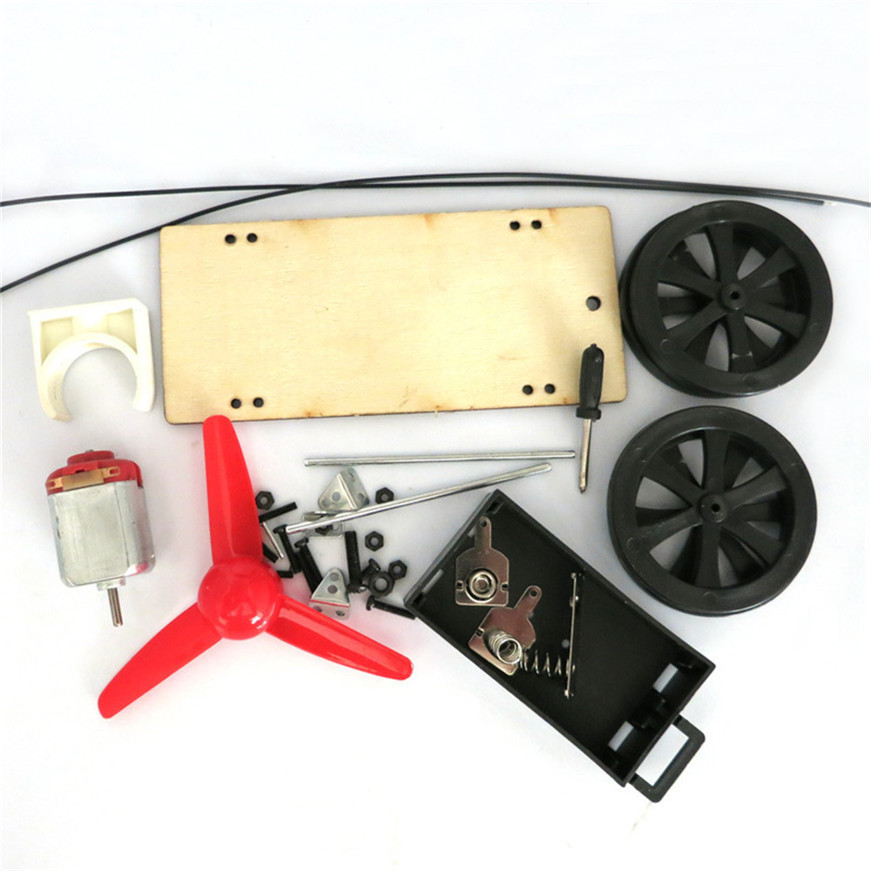 Mini Funny Wind Powered Toy DIY Car Kit Children Educational Gadget Hobby Gift