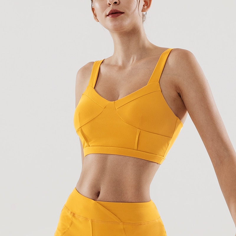 

Women Sports Bras Fitness Yoga Bra Top Solid Shockproof Shapes breathable Running Gym Beauty Back Underwear Push Up Yoga Vest, Yellow