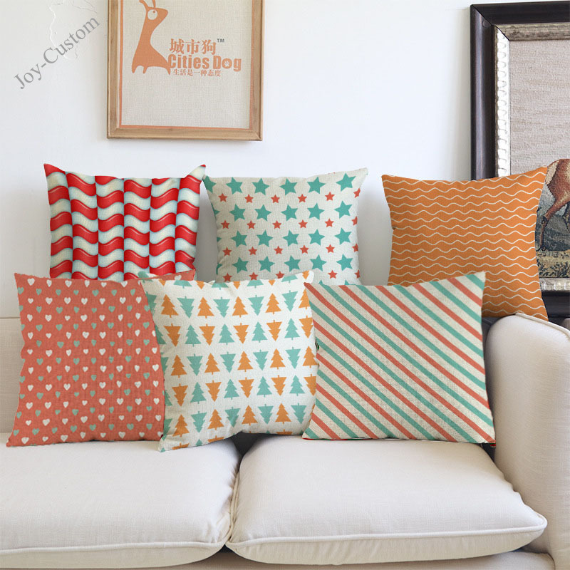 

Simple Geometric Stripes Wave Pentagram Love Pattern Pillow Case Home Hotel Office Sofa Chair Car Decorative Cushion Cover, Beige