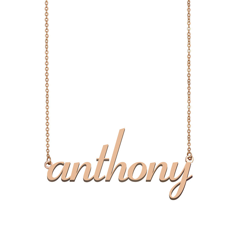

Anthony Name Necklace Pendant for Women Girlfriend Gifts Custom Nameplate Children Best Friends Jewelry 18k Gold Plated Stainless Steel, Silver