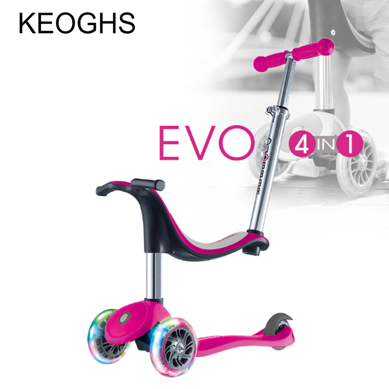 

Children's kick scooter baby 4in1 PU 3wheels flashing outdoor sports Bodybuilding 1-14years old