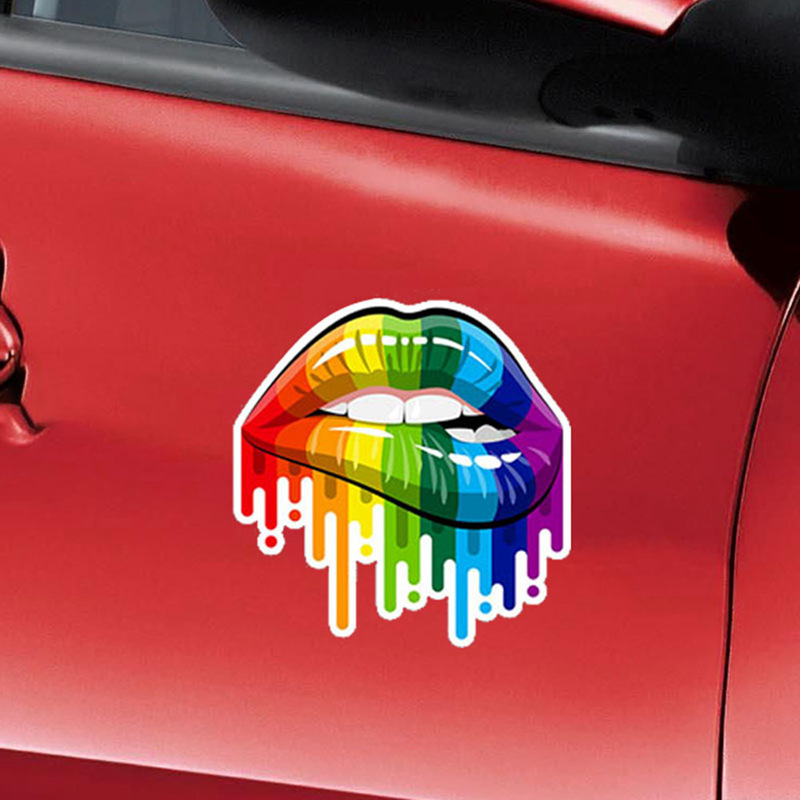 Vinyl Sticker Waterproof Decal Rainbow Kiss Lips Pride