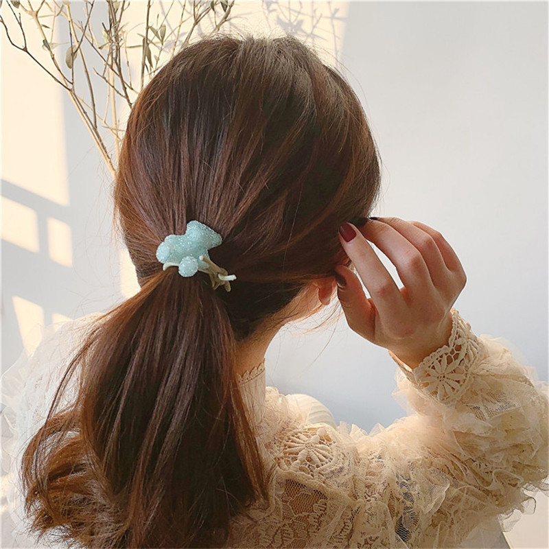 

2020 Spring And Summer New Cartoon Girl Hair Ring Jelly Color Gradient Bear Sweet Hair Ornaments, A3