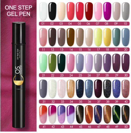 

COSCELIA 3 In 1 Nail Gel Varnish Pen Glitter One Step Polish Easy To Use UV Gel Lacquer No Need Base Top Coat, As show