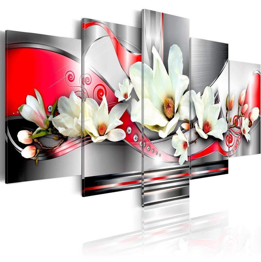 5PCS/Set Abstract Red Line Flower Art Print Frameless Canvas Painting Wall Picture Home Decoration No Frame-image-450474735