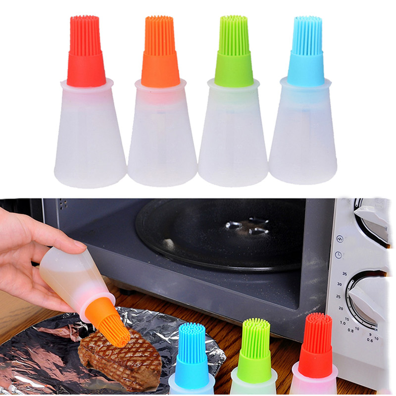 

Portable Silicone Oil Bottle With Brush Baking Basting Brush Pastry Oil Kitchen Baking Honey Tool BBQ Gadgets, Red
