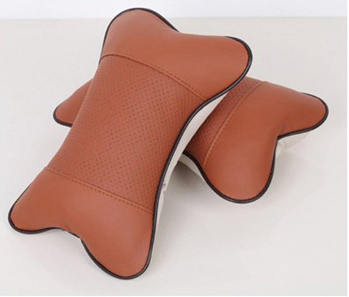 

2Pcs VOLVO Headrest Pillow Black Leather Look Car Seat Neck Rest Cushion