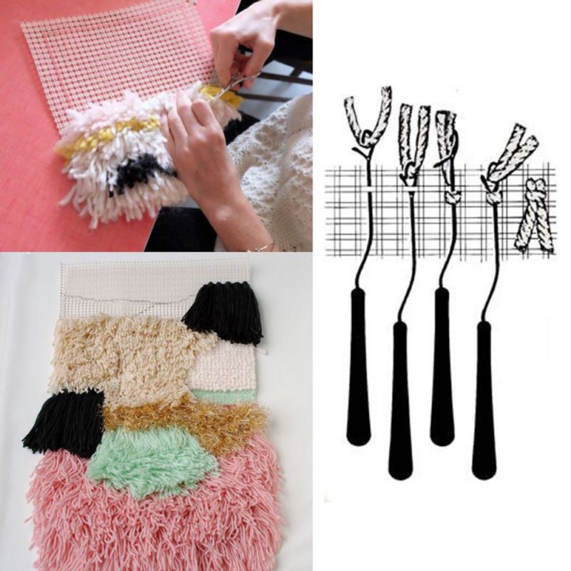 5pcs Latch Tools and Rug Hook Mesh Canvas DIY Crocheting Latch Hooking Craft