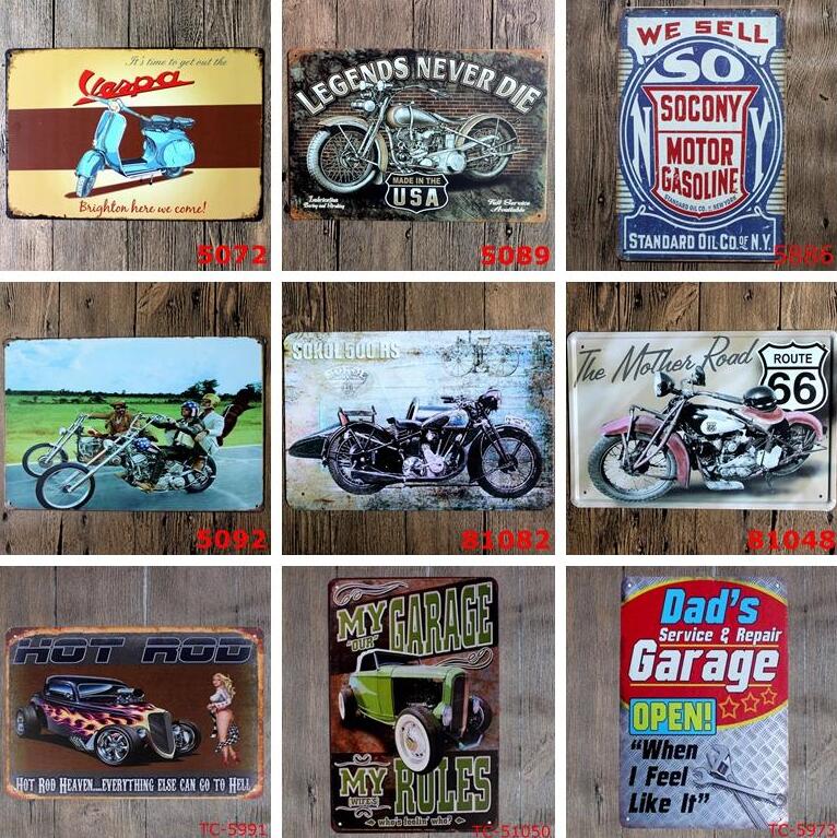 

Metal Signs Beer Vintage Motorcylce Wall Poster Art Painting Cars Food Cocktail Motor Plaque Antique Retro Pub Garage Home YFAB2312