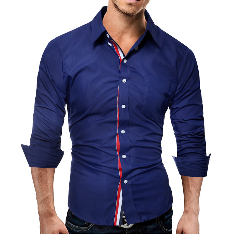 

Brand 2017 Fashion Male Shirt Long-Sleeves Tops Color Casual Mens Dress Shirts Slim Men Shirt 3XL ASDF, Red