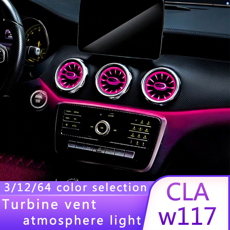 

For CLA class W117 CLA200 LED air condition vent synchronized with ambient light Turbine air vent outlet LED lights