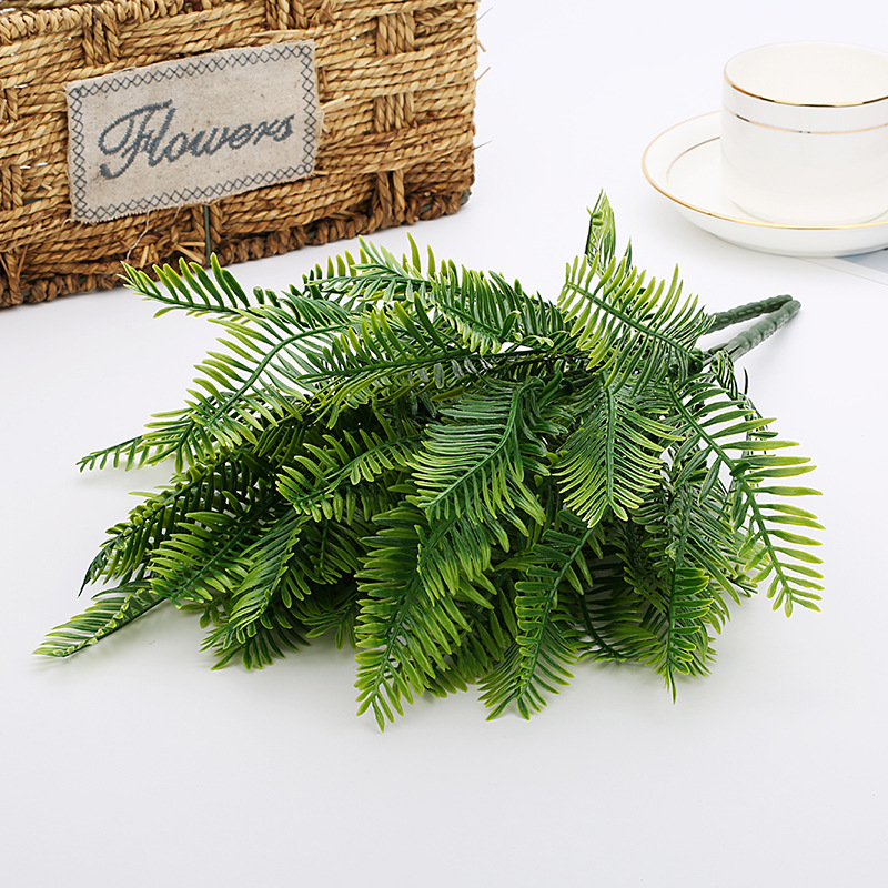 

Artificial Plastic Ferns Bushes Green Fake Plants Trees Leaves Wall Decorating Grass Bushes Flower Home Office Decorative