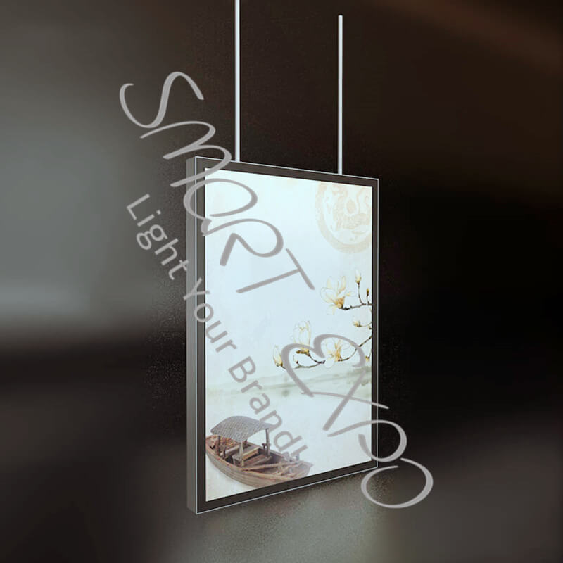 

50*70cm Double Sided Slim Advertising Display Magnetic Hanging Led Light Box for Poster Display with Hang Set Wooden Case Packing