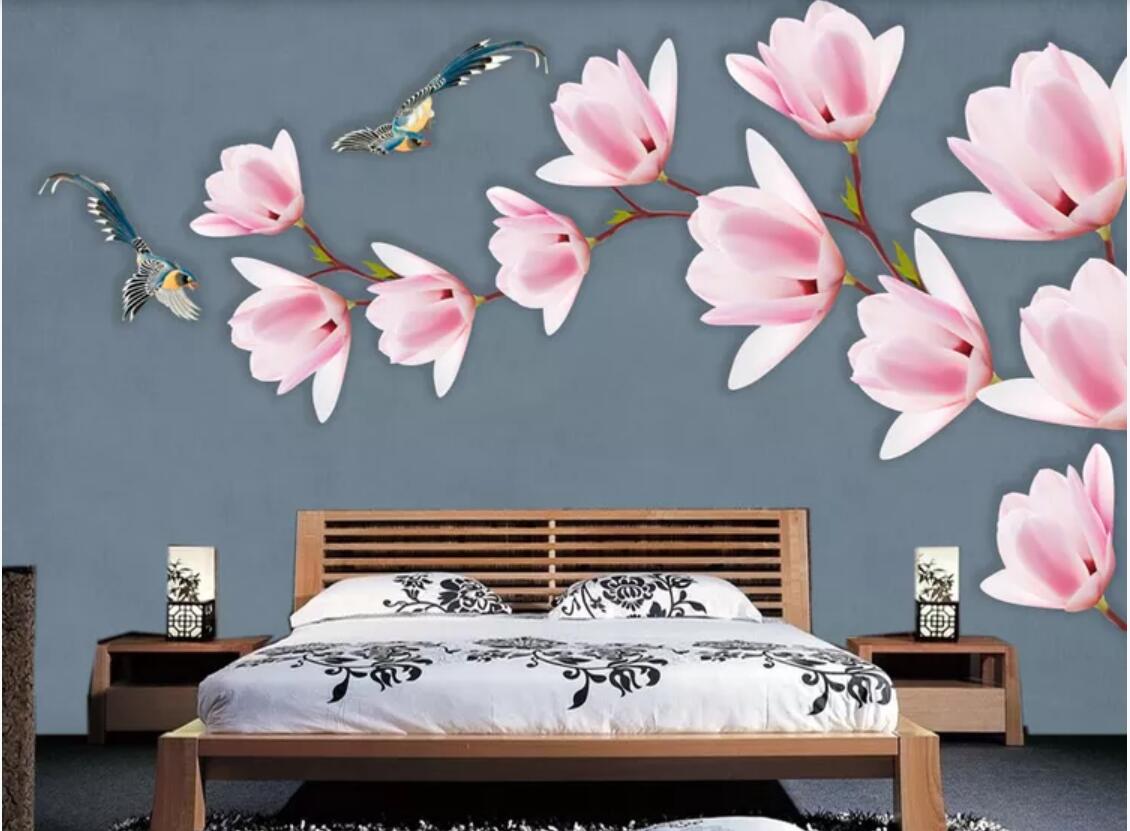 

3d room wallpaper custom photo non-woven mural Chinese Magnolia Flower Classical HD TV Background Wall wall art canvas pictures, Picture shows