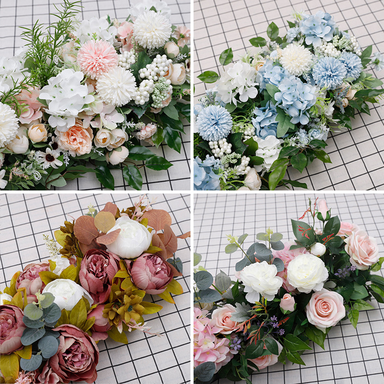 

Artificial flower peony rose hydrangea road lead flower arrangement wedding props T set up fake arch floral decoration, Autumn peonies