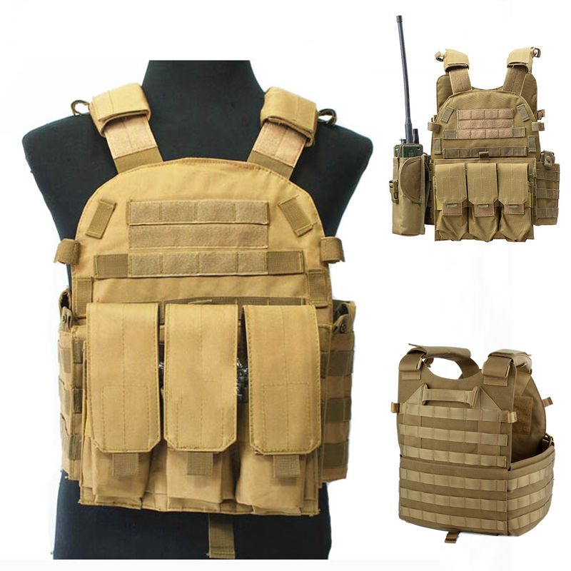 

Tactical Molle Equipment Hunting Protective Vest Outdoor Army Combat Paintball Gear Assault Plate Carrier Vest, Black