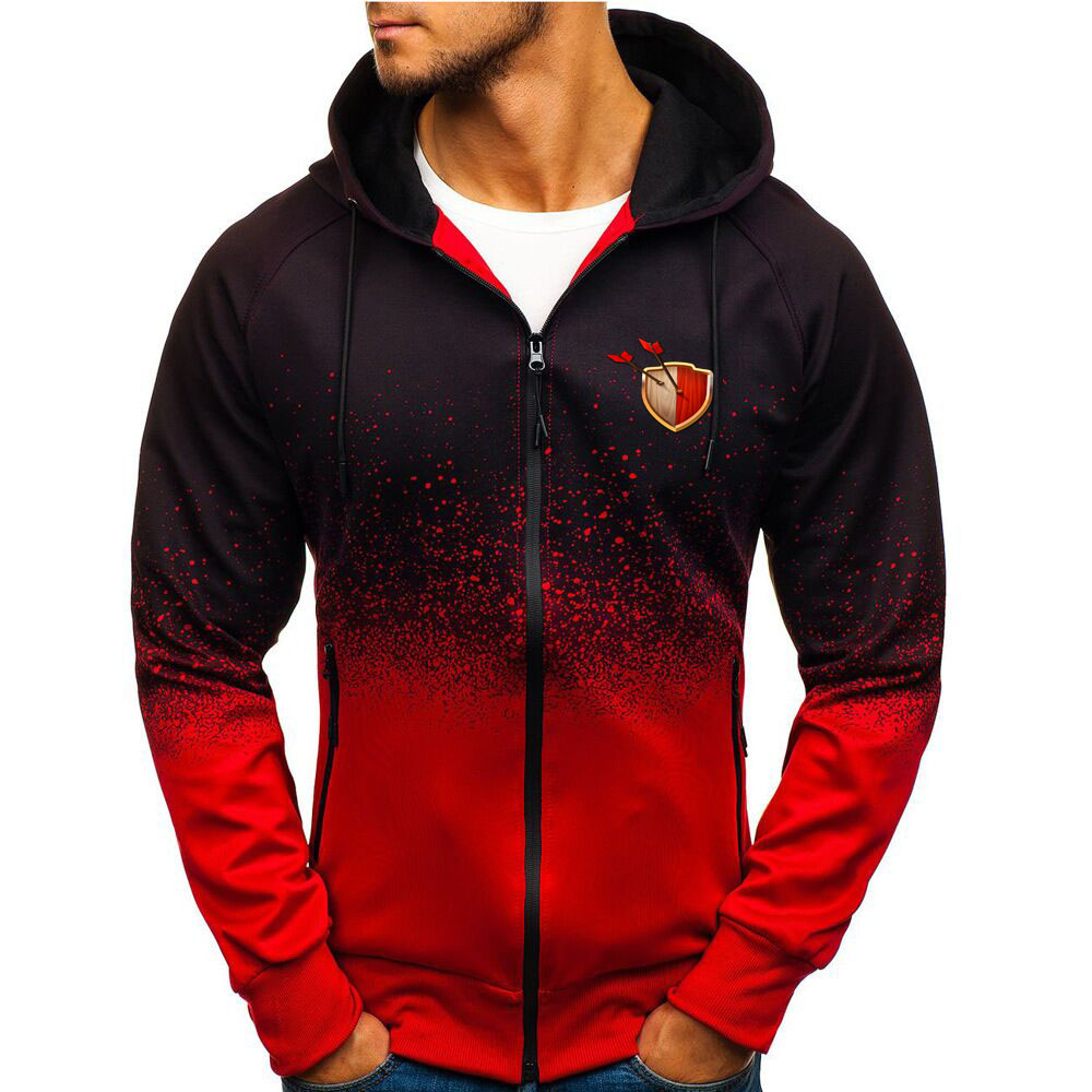

Jacket Men Casual Gradient color Hooded Sweatshirts zipper Hoodies Man Clothing, 01