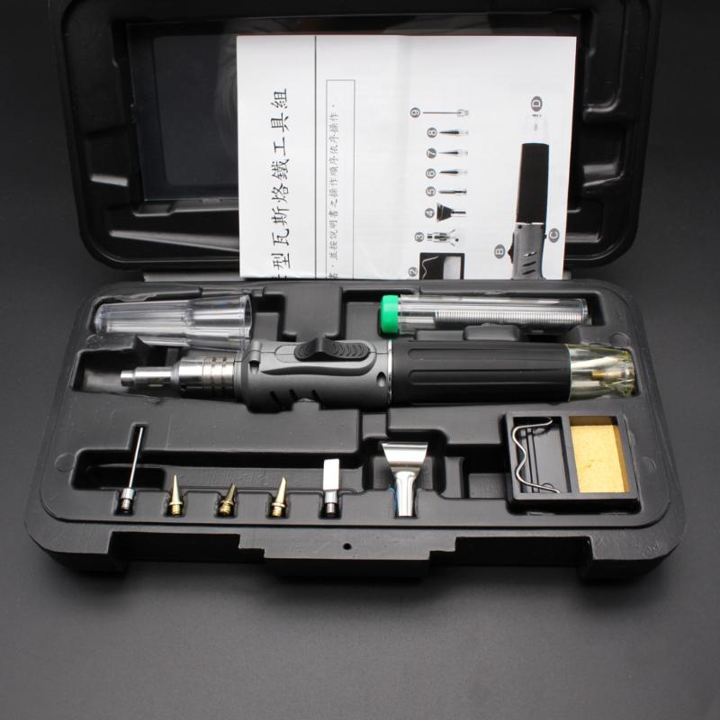 

10in1 HS-1115K Gas Soldering Iron Butane Cordless Welding Torch Kit Ignition Butane Gas Soldering Iron