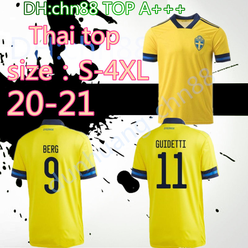 

new S-4XL 20 Sweden soccer jerseys 2020 sverige national team home FORSBERG LINDELOF Guidetti maillot de foot football shirt, Black;yellow