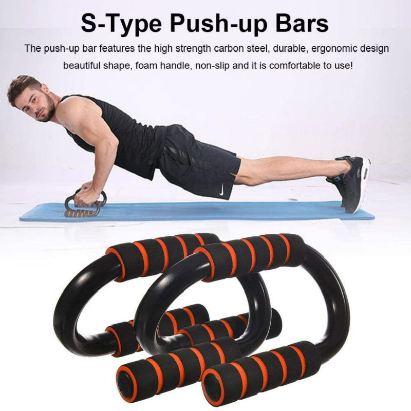 

2PCS S-Shaped Push Up Board Bar Stands Handles Home Gym Muscle Training Equipment Push up Chest Rack Body Building Sport Pushup