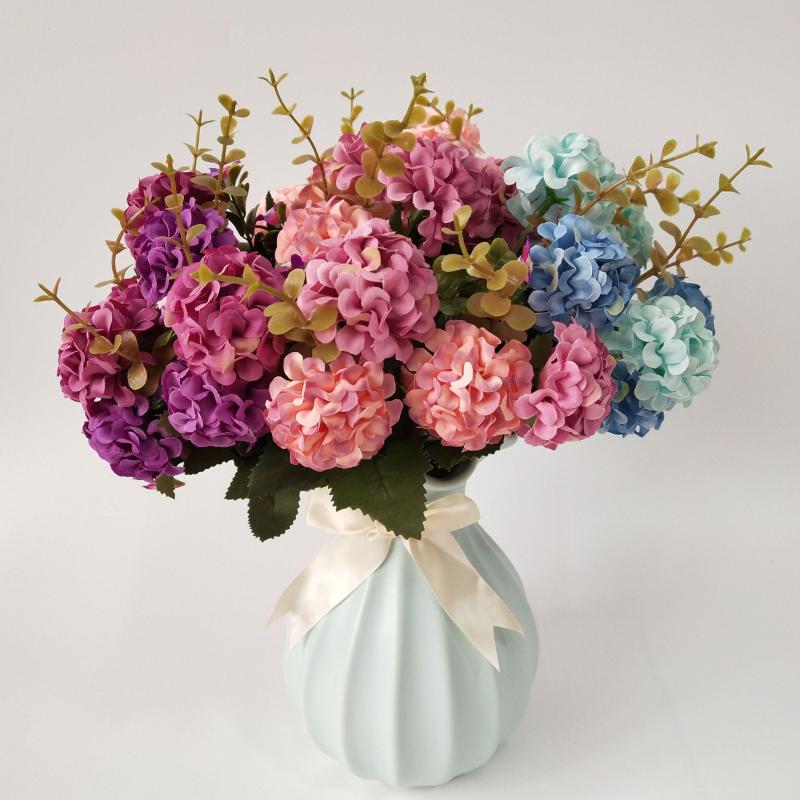 

10 Heads Artificial Flowers Onion Balls Chrysanthemum Fake Flower Small Bouquet for Wedding Party Home Decoration Silk Flowers, Blue