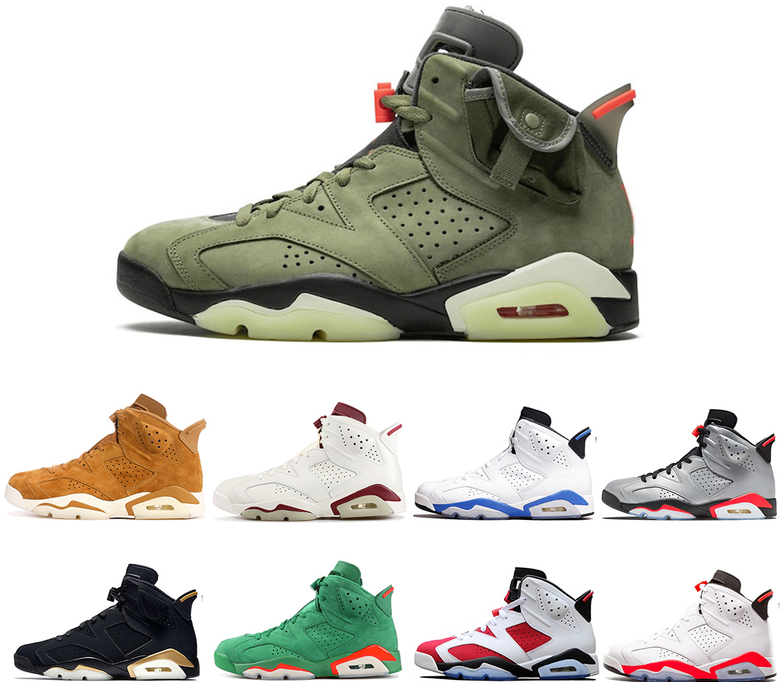 

2020 Designer Sneakers High Quality Jumpman Travis Scott 6 6s Mens Basketball Shoes GS Black Infrared 3M Reflective Trainers Sneakers, A7 white infared pack