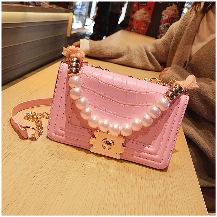 

Pink Sugao women chain bag luxury shoulder bag designer handbag beads crossbody bags pu leather purse 2020 new fashion tote bag BHP, Black