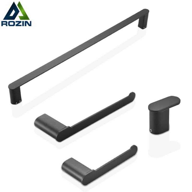 

Stainless Steel Bathroom Hardware Set Matte Black Toilet Paper Holder Towel Bar Robe Hook Bathroom Accessories