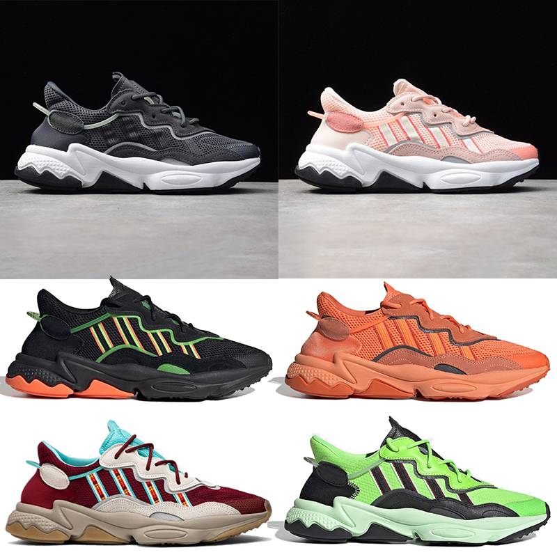 

New arrival luxury runing shoes pride xeno ozweego halloween tones solar green icey pink maroom core black pusha white for woman man size, 10 big logo white solar red 36-45