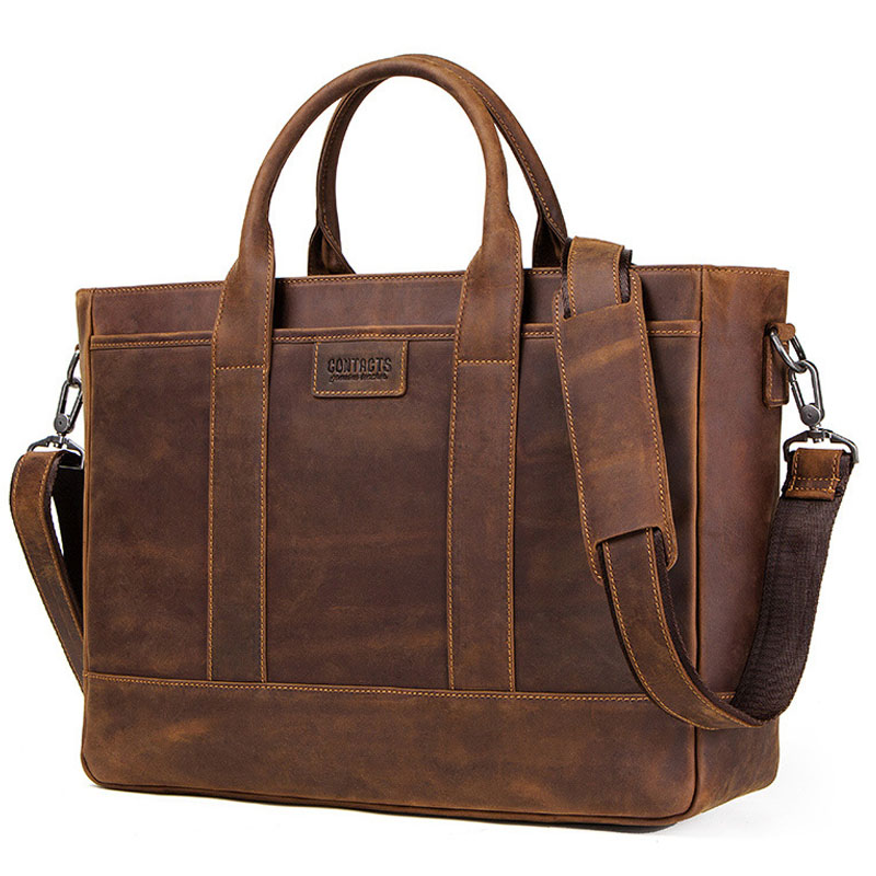 

Genuine Leather Men Bag Messenger Bag Briefcase Men Laptop Leather Office Shoulder Bags For Handbag Male, Color same as pictur
