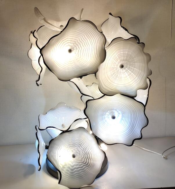 

Modern Murano Lightings Plates Floor Lamps Glass Art Sculpture Standing Lamp Decor in White Color
