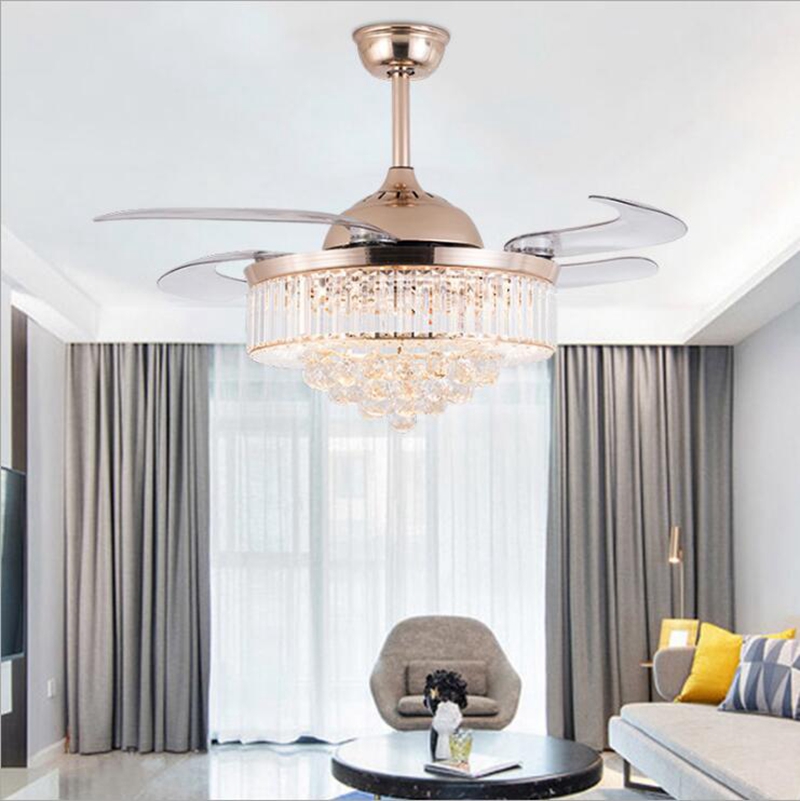 

42/36 inch Ceiling Fans Light Invisible Blades Ceiling Fans Modern Fan Lamp Living Room Bedroom Chandeliers Pendant Lamp + Remote Control