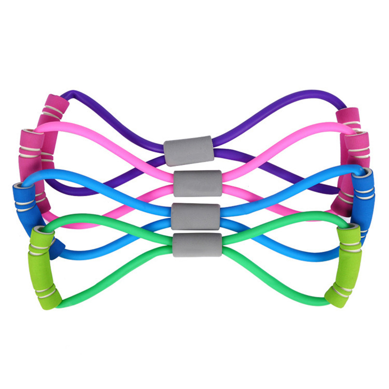 

Durable yoga resistance band 8 shape gym fitness tension rope latex stretchable rope 40 by 15cm, Blue