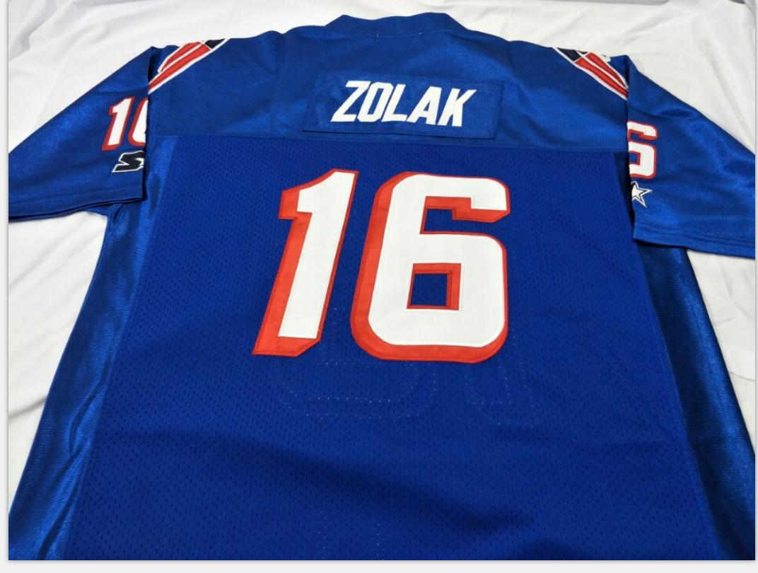 

Custom Men Youth women Vintage Scott Zolak #16 Team Issued 1990 Football Jersey size -5XL or custom any name or number jersey, White women s-2xl