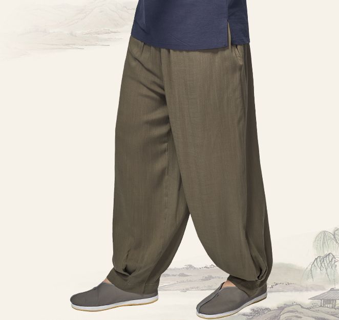 

unisex 6color cotton&linen buddhist lay meditation trousers zen shaolin monk pants blue/red/green Summer&Spring, Beige white