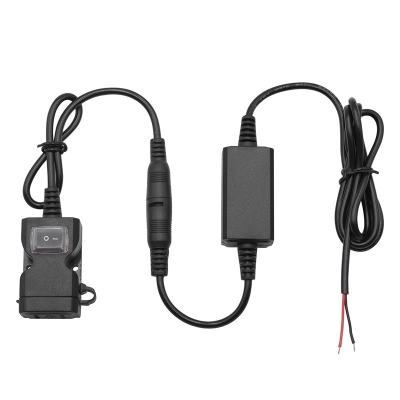 

1PCS 3.1Amp Waterproof Motorcycle Dual USB Charger Kit USB Adapter Cable Phone Tablet GPS Charger with Cable Harness, Black