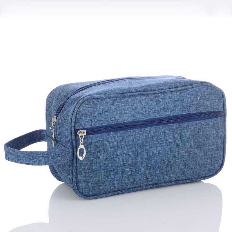 Cuir véritable laver sac pour homme de voyage articles de toilette trousse de toilette sac cosmétique noir