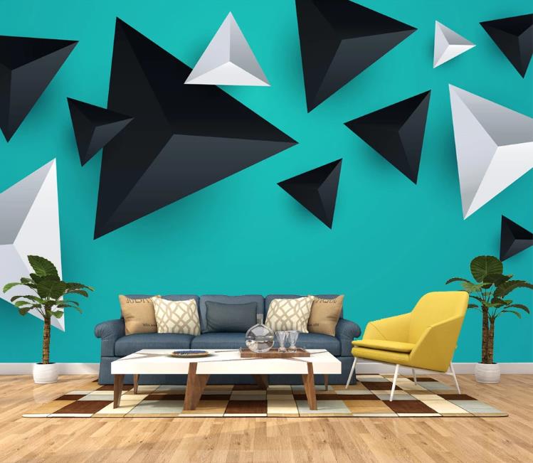 

Custom Wallpaper 3D Fashion Nordic Minimalist 3d three-dimensional triangle TV sofa background bedroom wall murals wallpaper, Same as photo