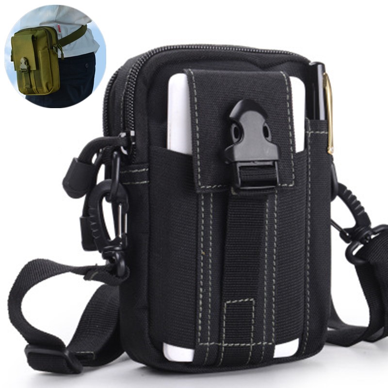

Waterproof Tactical Bag Molle Backpack Nylon Utility Sports Shoulder Bag Army Waist Pack Phone Case for Outddor Camping, Without belt brown