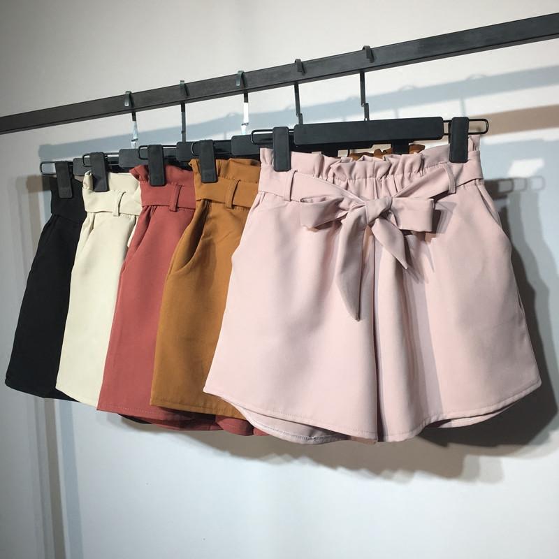 

New Elastic High Waist Shorts Women Summer Plus Size Beach Wide Leg Shorts Pink Elegant Ladies Loose Short Femme Trousers