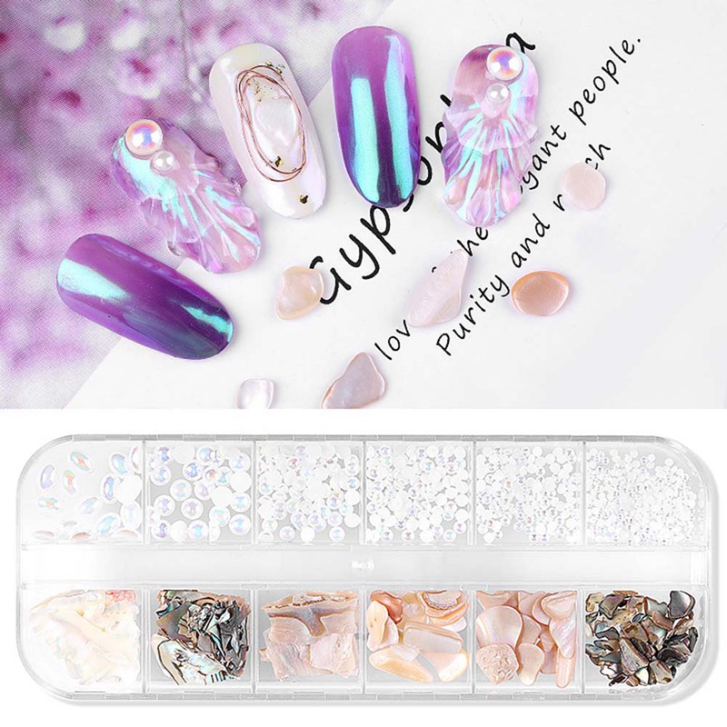 

1 Box 3D Abalone Shell Irregular Nail Art Decorations UV Gel Flake Slider Nails Shimmer Pearl Jewelry Tips Manicure Polish