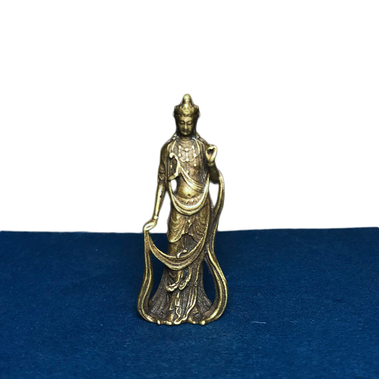 

LAOJUNLU Compassion Guanyin Little Bronze Statue Pocket Buddha Peaceful Hanging Buddha Pure Copper Imitation Antique Bronze