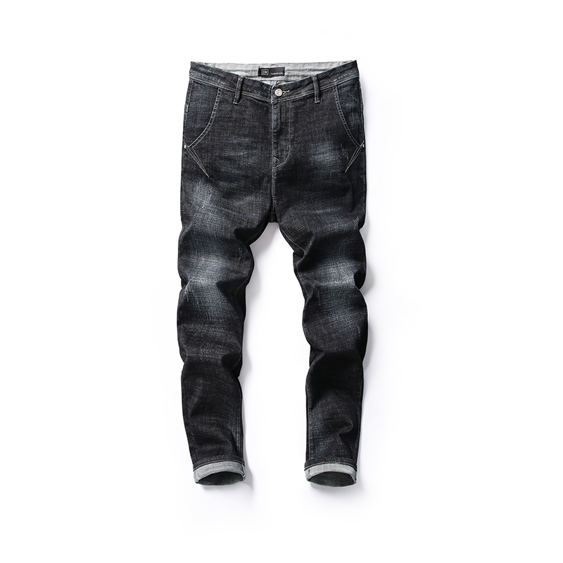 

Long Trousers Classic style Men Jeans Black Men Slim Elastic Youth Simple Style Fashion Business Casual Mild Washing