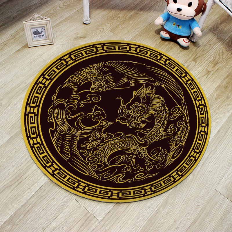 

Retro Round Carpet for Living Room Mandala Anti Slip Floor Mat Study Room Computer Chair Rugs Muslim Pray Mat 100cm/120cm