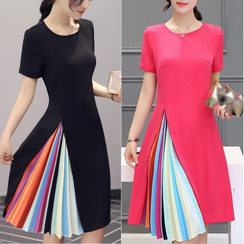

Plus Size Women Summer Casual Short Sleeve Dresses Fashion Elegant Ladies Party Cocktail Short Mini Dress Formal Work Dresses, As photo show