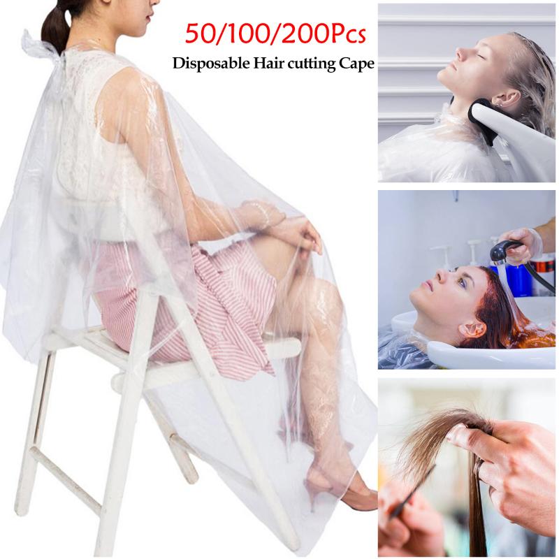Disposable Hair Dye Cape Durable PE Waterproof Apron Hair Salon Haircut Emu Transparent Hairdressing Cloth-image-538079832