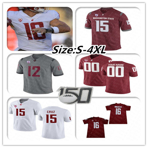 

Custom Washington State Cougars WSU Football Jersey Gardner Minshew II Jayden de Laura Deon McIntosh Travell Harris Daniel Isom Renard Bell, White